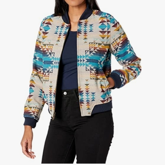 Pendleton Jacquard Zip Front Wool Bomber NWT SMALL - Picture 1 of 2